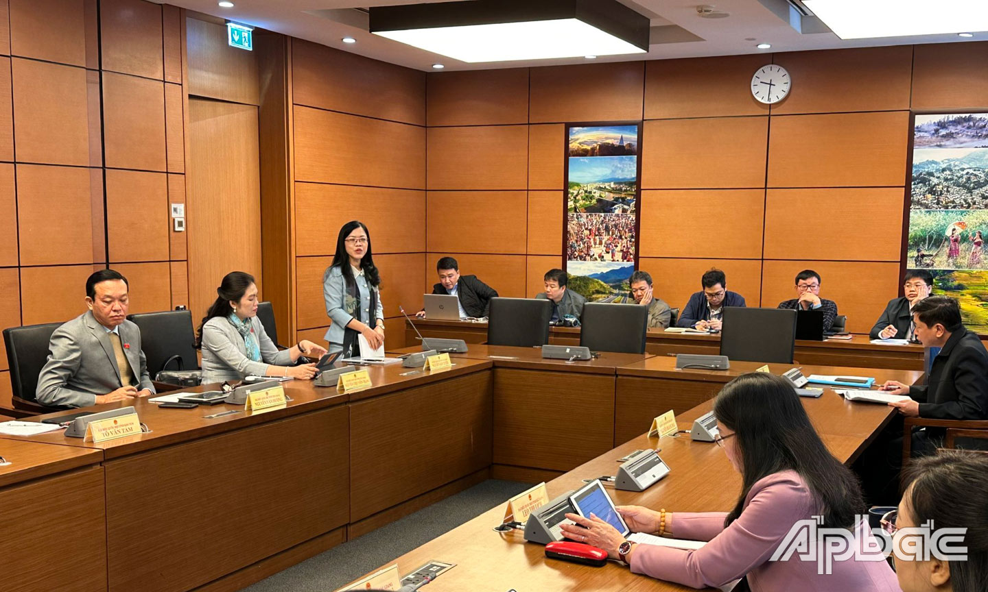 ĐBQH đơn vị tỉnh Tiền Giang phát biểu thảo luận tại Tổ các vấn đề trình ra Quốc hội  tại Kỳ họp bất thường thứ 2.