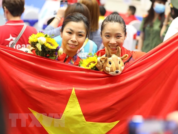 Đoàn thể thao Việt Nam đứng thứ nhất tại SEA Games 31. (Ảnh: TTXVN)
