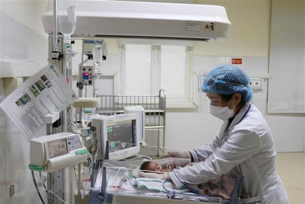 Chăm sóc trẻ sinh non tại Bệnh viện A Thái Nguyên. (Ảnh: Hoàng Nguyên/TTXVN)