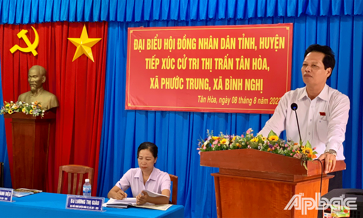 đồng chí Nguyễn Thành Diệu Tỉnh ủy viên, Phó Chủ tịch UBND tỉnh Tiền Giang trả lời 