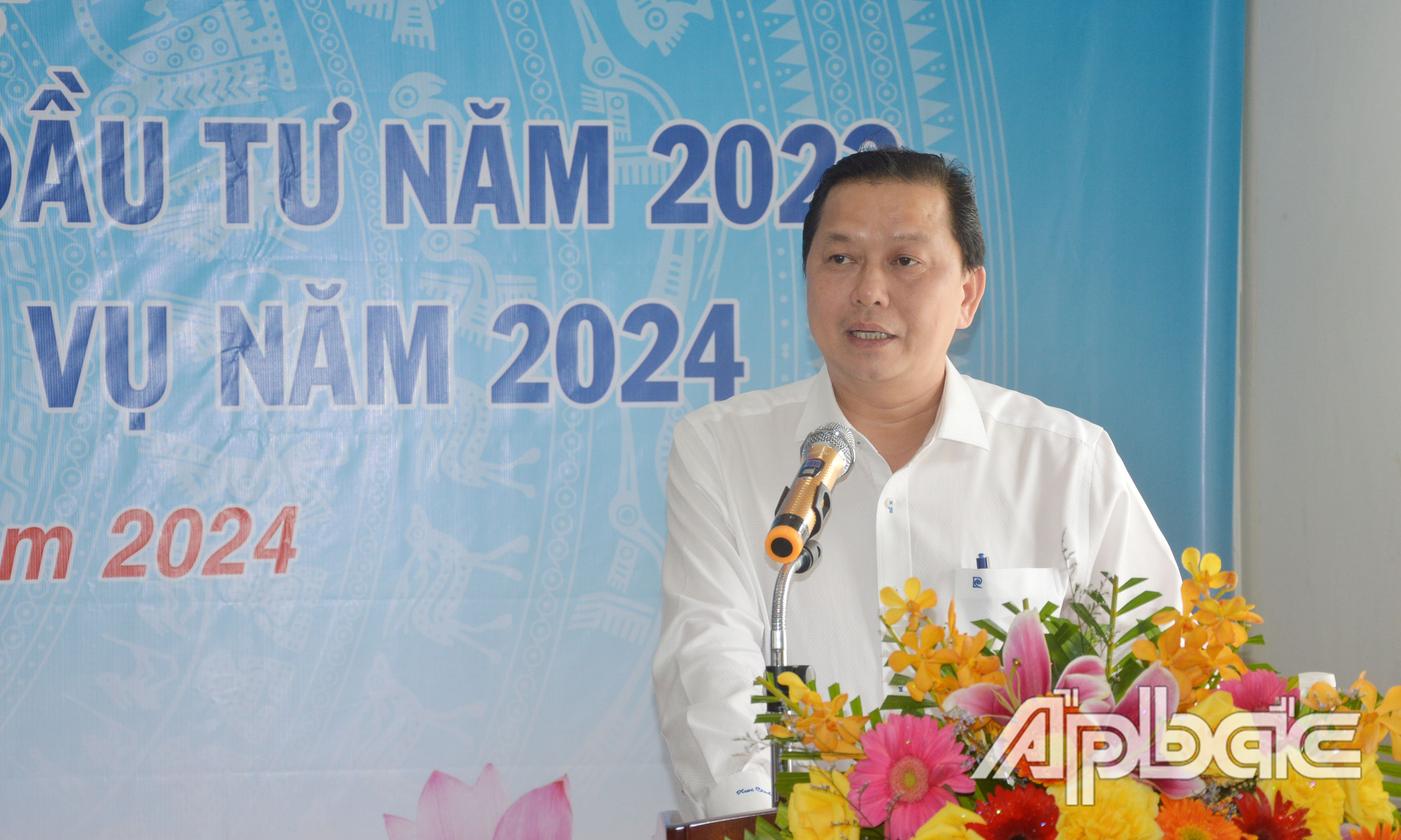 Giám đốc Sở KH&ĐT tỉnh Tiền Giang Nguyễn Đình Thông phát biểu tại hội nghị.