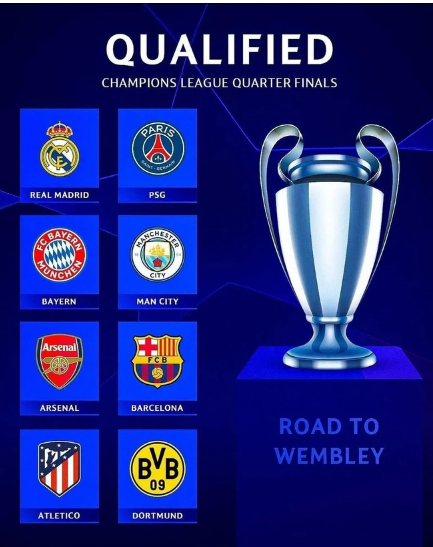 8 đội bóng góp mặt ở tứ kết Champions League mùa này.