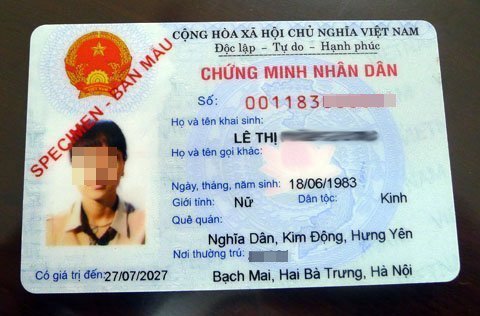 Mặt sau CMND mẫu mới 