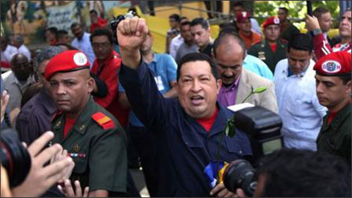 Tổng thống Hugo Chávez đã tái đắc cử với 54,42% số phiếu ủng hộ. Ảnh: foxnews.co