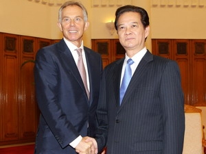 Thủ tướng Nguyễn Tấn Dũng tiếp Cựu Thủ tướng Anh Tony Blair đang thăm và làm việc tại Việt Nam. Ảnh: TTXVN