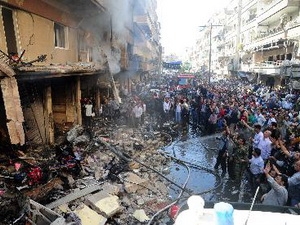 Một vụ nổ bom ở Damascus. Ảnh: AFP