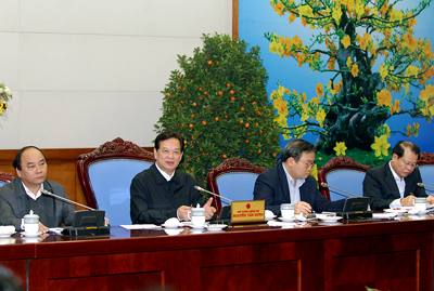 Thủ tướng Nguyễn Tấn Dũng yêu cầu các Bộ, ngành, địa phương cần khẩn trương tập trung thực hiện kế hoạch công tác của năm 2013 - Ảnh: VGP/Nhật Bắc