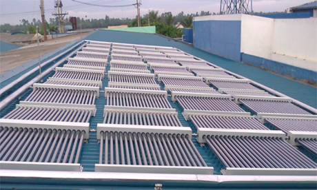 Hệ thống nước nóng bằng NLMT  ở Công ty  cổ phần  Nông -  Thủy sản  Việt Phú.