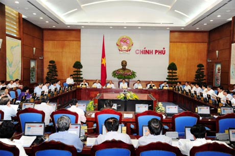 Toàn cảnh phiên họp Chính phủ thường kỳ tháng 5-2013. Ảnh: VGP/Nhật Bắc