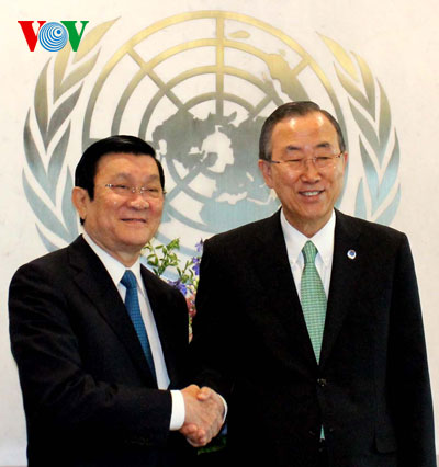 Chủ tịch nước gặp Tổng Thư ký Liên Hợp Quốc Ban Ki-moon