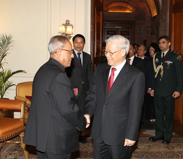 Tổng Bí thư Nguyễn Phú Trọng đã hội kiến Tổng thống Cộng hòa Ấn Độ Pranab Mukherjee.