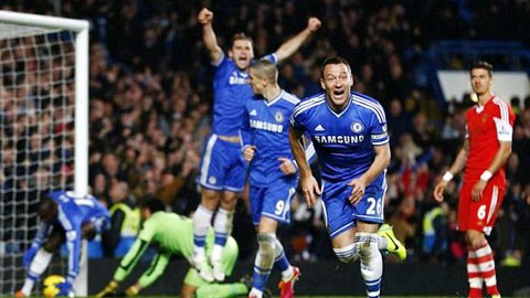 Terry ăn mừng bàn thắng đưa Chelsea vượt lên dẫn trước Southampton 