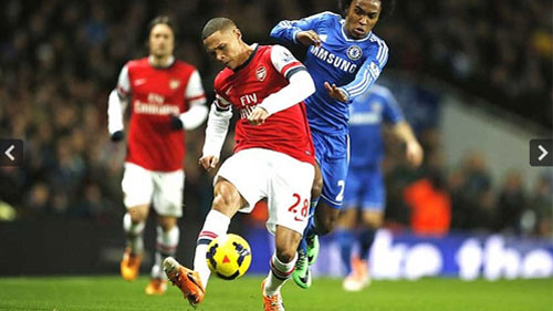 Pha tranh bóng giữa Willian của Chelsea và Kieran Gibbs của Arsenal (Ảnh: ActionImage)