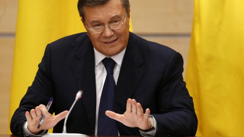 Ông Yanukovich tại cuộc họp báo. Ảnh Reuters