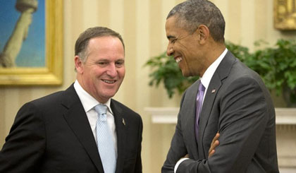 Tổng thống Mỹ Barack Obama và Thủ tướng New Zealand John Key (Nguồn: AP)