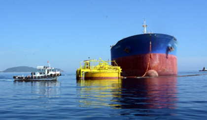  The crude oil vessel moored at Dung Quat Port