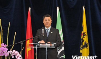 Vice Chairman of Can Tho city People’s Committee Truong Quang Hoai Nam speaks at the opening ceremony of the fair (Source:VNA)