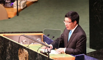 Deputy Prime Minister Pham Binh Minh delivers the speech at the event (Photo: VNA)