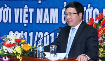 Deputy Prime Minister and Foreign Minister Pham Binh Minh speaks at the ceremony (Photo: VNA)