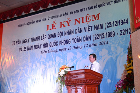 Bí thư Tỉnh ủy Trần Thế Ngọc phát biểu tại Lễ kỷ niệm.