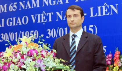 Russian Charge d’Affaires to Vietnam Vadim Vladirovich Bublikov addressing the anniversary. (Credit: VNA)