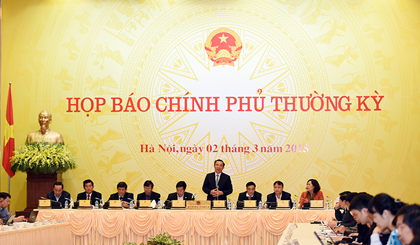 Phiên họp báo Chính phủ thường kỳ tháng 2/2015 - Ảnh: VGP/Quang Hiếu