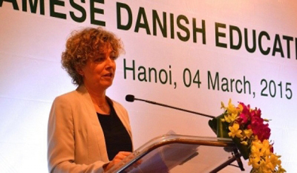 Danish Minister of Education Christine Antorini speaks at the forum. (Photo: Embassy of Denmark in Vietnam)