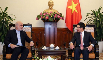 Vietnamese Deputy PM and Foreign Minister Pham Binh Minh receives Iranian Deputy Foreign Minister Ibrahim Rahimpour. (Credit: VGP)