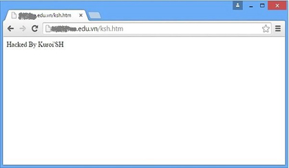 A Vietnamese website has been hacked. Photo credit: BKAV A Vietnamese website has been hacked. Photo credit: BKAV