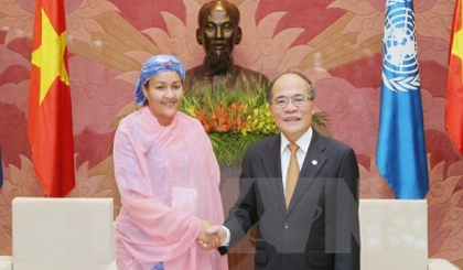 NA Chairman Nguyen Sinh Hung and UN Assistant Secretary-General Amina Mohammed