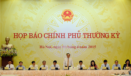 Phiên họp báo Chính phủ thường kỳ tháng 3/2015 - Ảnh: VGP/Quang Hiếu