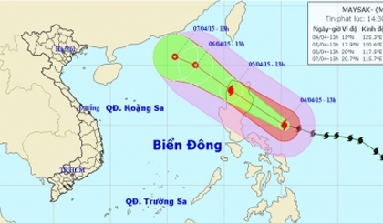 The projected path of Maysak (Image credit: NCHMF)