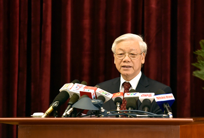 ﻿General Secretary Nguyen Phu Trong ﻿speaks at the closing session. (Image credit: VGP)