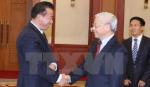 Party chief farewells DPRK ambassador