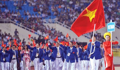 Đoàn TTVN tại Lễ khai mạc SEA Games 28. Ảnh: baothethaovietnam.com.