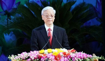 General Secretary Trong delivered a speech at the ceremony. (Credit: VGP)