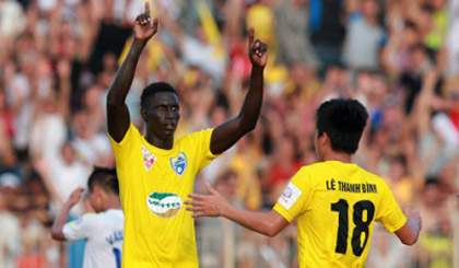 Thanh Hoa players celebrate their victory. (bongdaplus.vn)