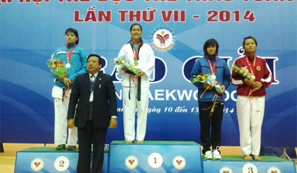 VĐV Tường Vân là một trong những hạt nhân phát triển từ phong trào Taekwondo tỉnh nhà.