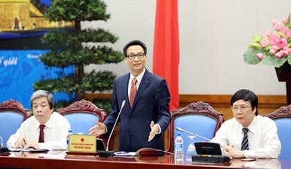 Deputy PM Vu Duc Dam addressing the meeting. (Credit: VGP)