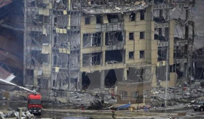 The scene of the explosions in Tianjin (Photo: AFP/VNA)