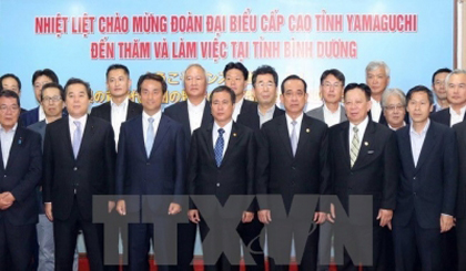 Officials of Binh Duong and Yamaguchi at the working session (Photo: VNA)