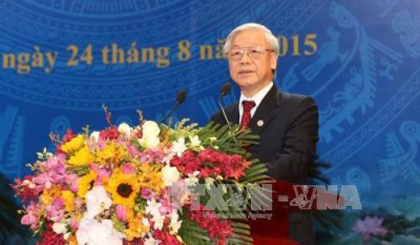 Party General Secretary Nguyen Phu Trong speaking at the ceremony (Photo: VNA)