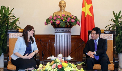 Deputy PM and Foreign Minister Pham Binh Minh receives Israeli Deputy Foreign Minister Tzipi Hotovely. (Credit: VGP)