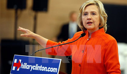 Ứng cử viên Hillary Clinton tại một chiến dịch vận động tranh cử ở Bắc Las Vegas, Nevada, Mỹ ngày 18-8. Ảnh: AFP/TTXVN