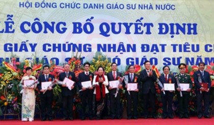 quyết định công nhận chức danh Giáo sư, Phó giáo sư cho các nhà giáo năm 2014 