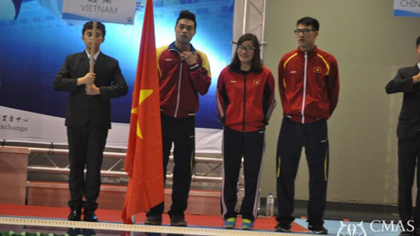 The Vietnamese team at the 15th Asian Finswimming Championships 2015 in Taiwan (China). (Photo: cmas.org)