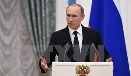 Tổng thống Nga Vladimir Putin tại cuộc họp báo ở thủ đô Moskva ngày 26-11 vừa qua. (Ảnh: AFP/TTXVN)