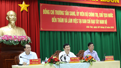 President Truong Tan Sang speaks at the meeting. (Credit: VGP)