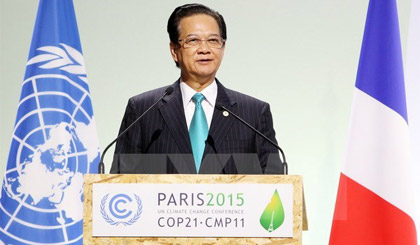 Thủ tướng Nguyễn Tấn Dũng phát biểu tại Phiên toàn thể của hội nghị COP21. Ảnh: Đức Tám/TTXVN