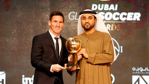 Messi giành danh hiệu cầu thủ xuất sắc nhất ở lễ trao giải Soccer Awards Globe. Ảnh: FC Barcelona